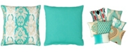 Mod Lifestyles Aqua Collection Fleur De Lis Embroidery Pillow, 18" x 18"